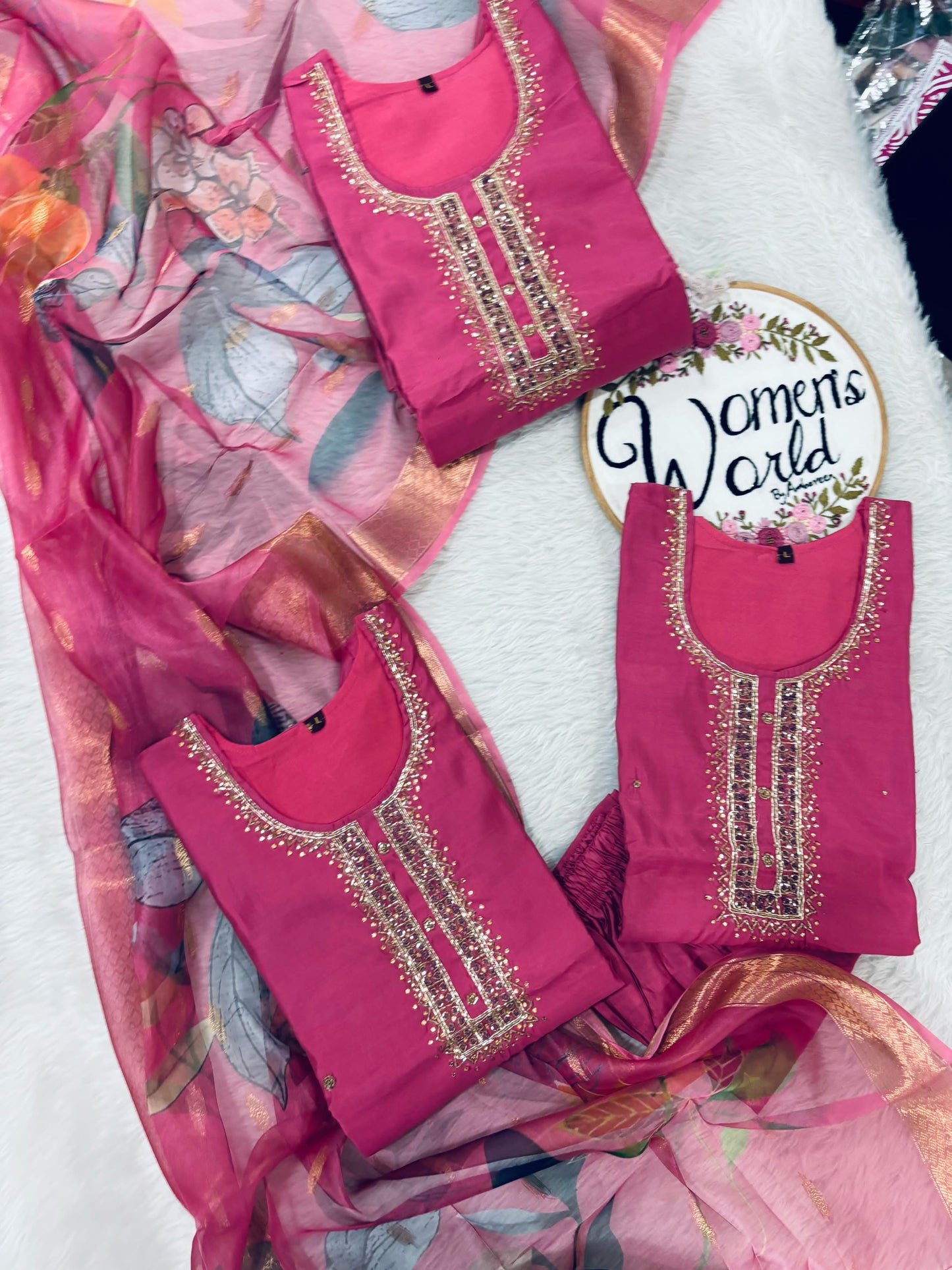 Hotseller mauve handwork 3 pc suit