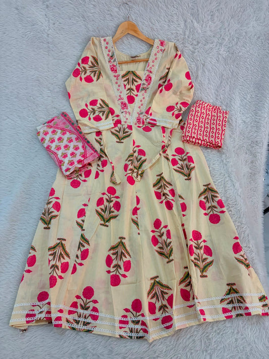 Anarkali gown with pant and dupatta (full suit )