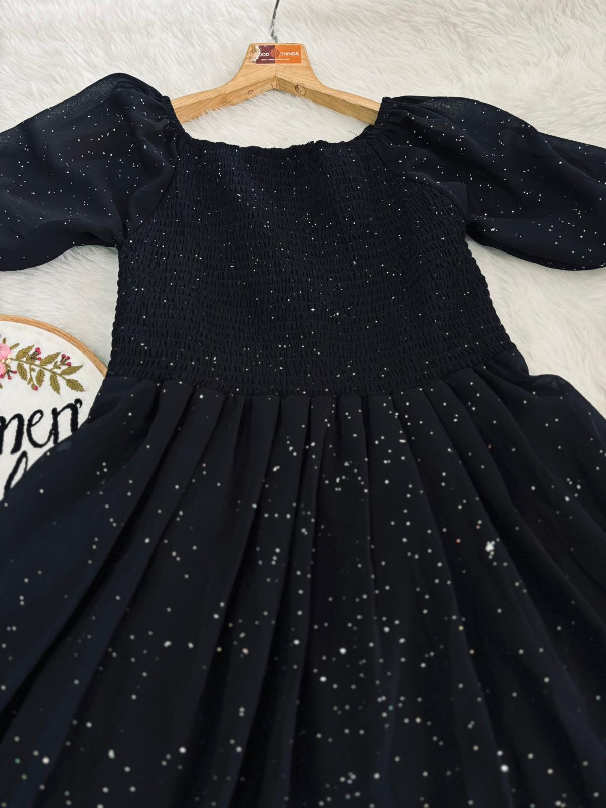 Hot black  Georgette flairy gown