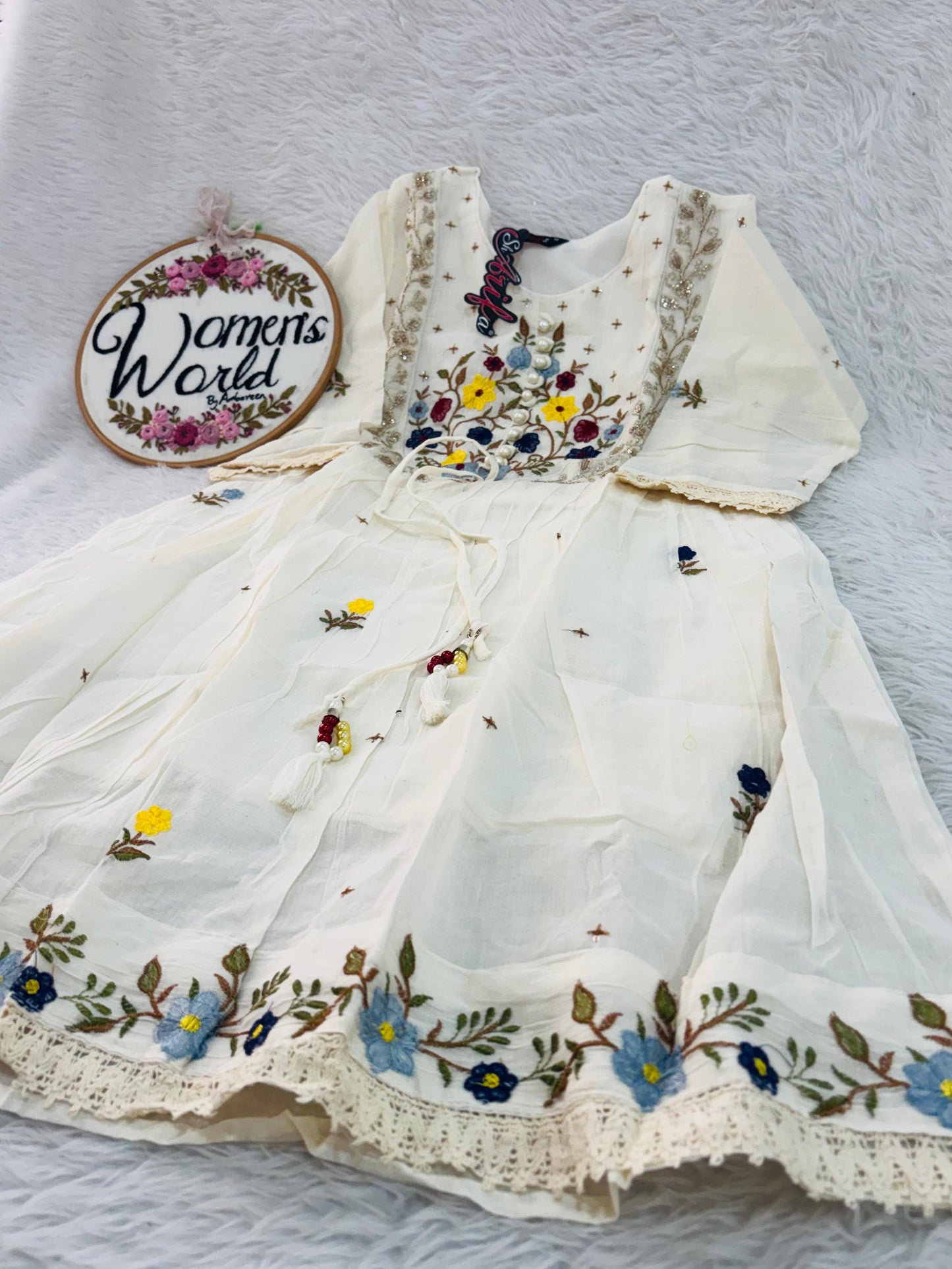 Pure mul cotton embroidery work gown