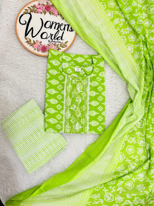 Big size cotton 3 pc suit