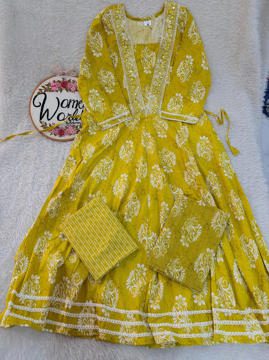 Anarkali gown with pant and dupatta