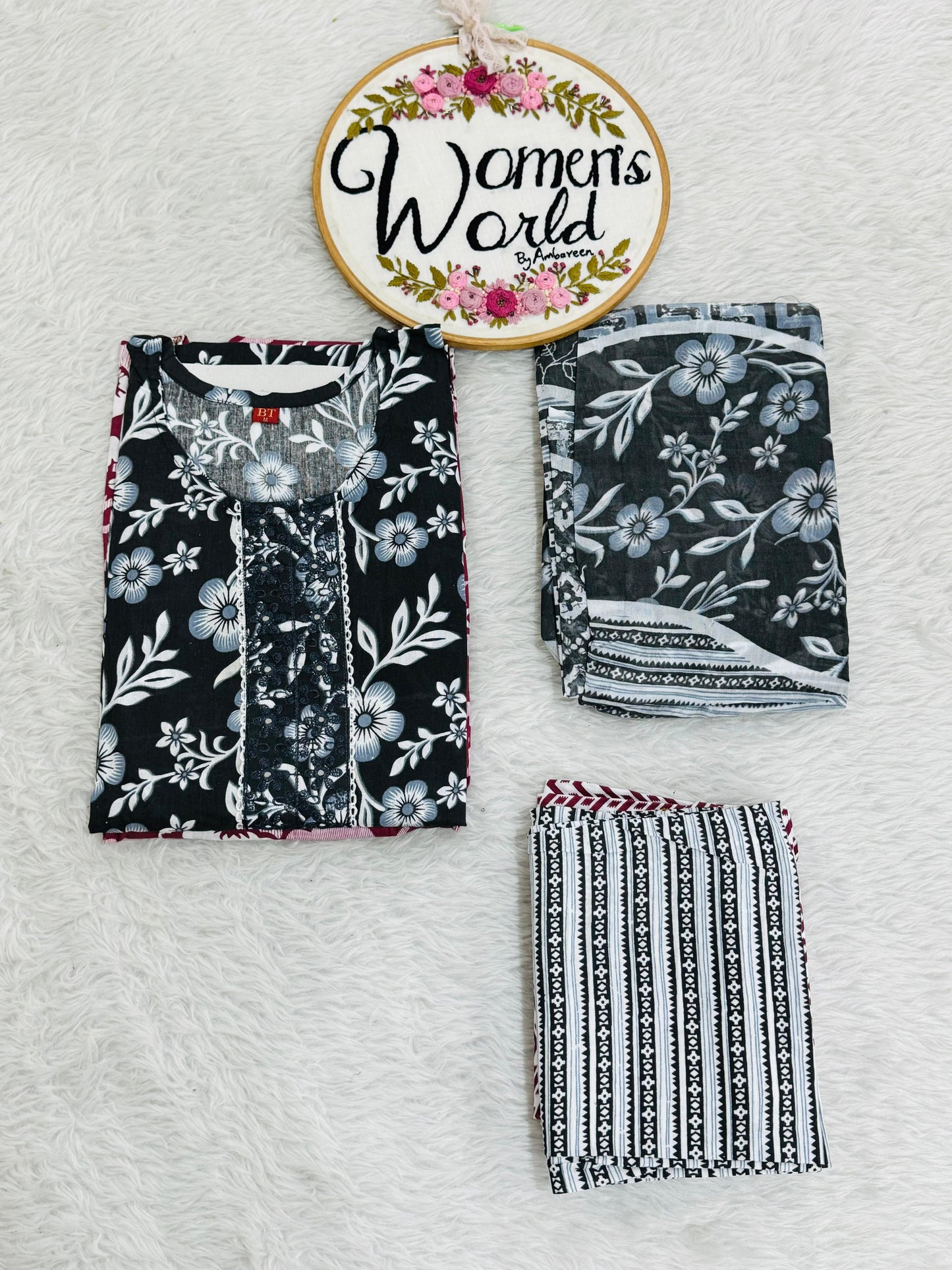 Embroidered Pure cotton 3 pc suit (282)