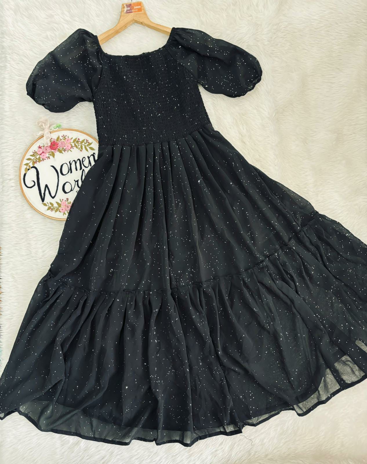 Hot black  Georgette flairy gown