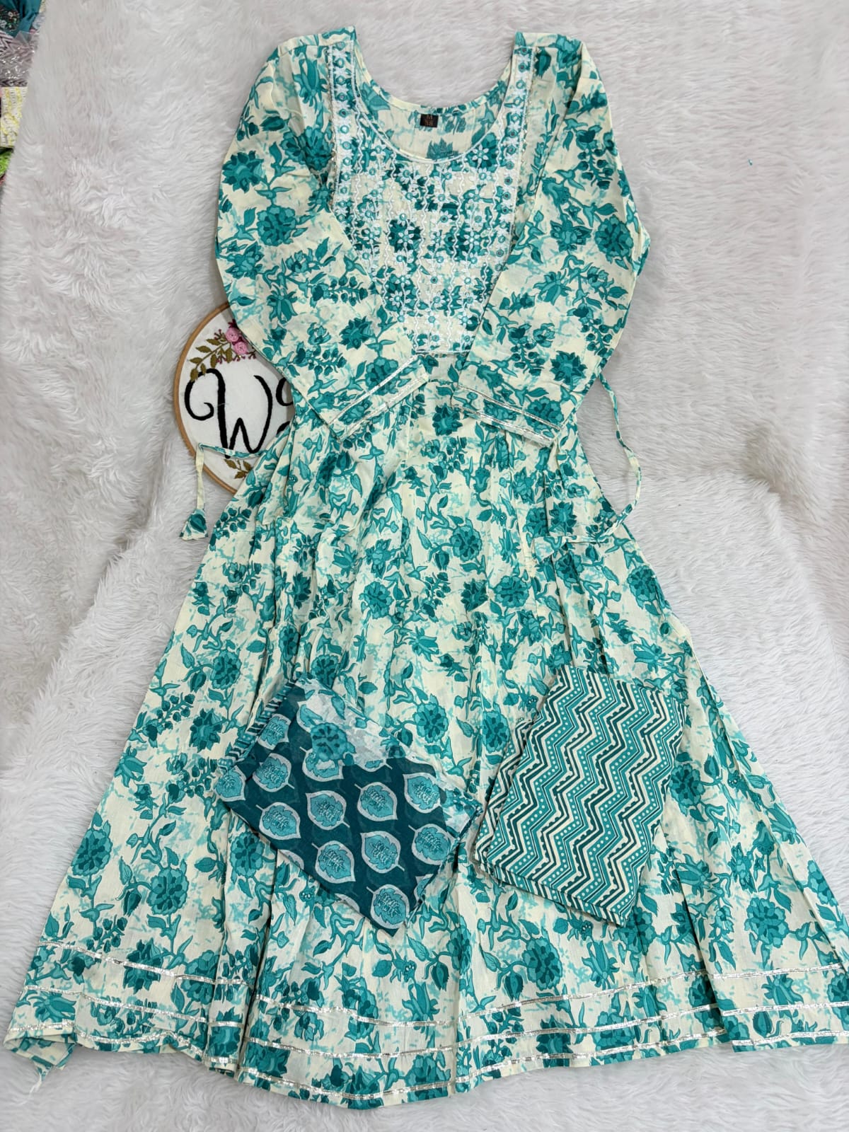 Anarkali gown with pant and dupatta (full suit )