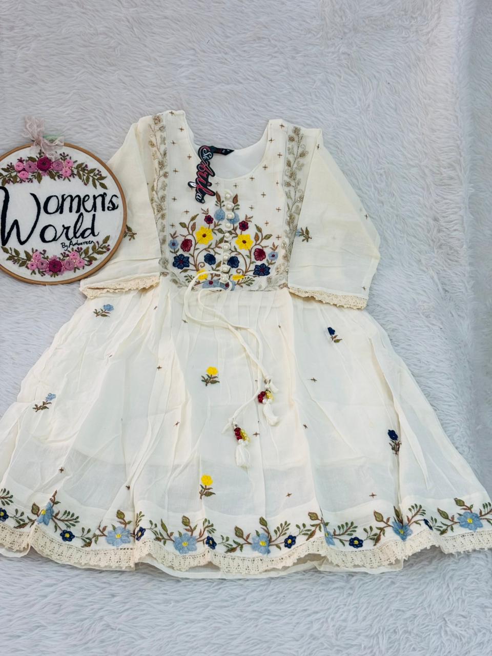 Pure mul cotton embroidery work gown