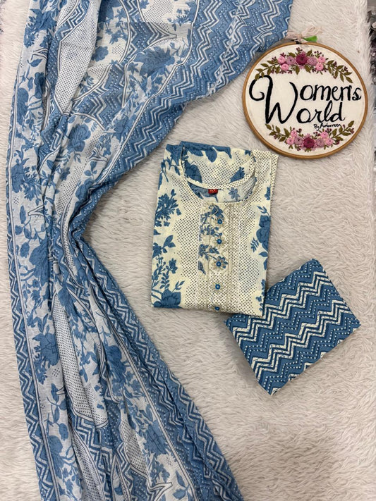 Summer collection cotton 3 pc suit