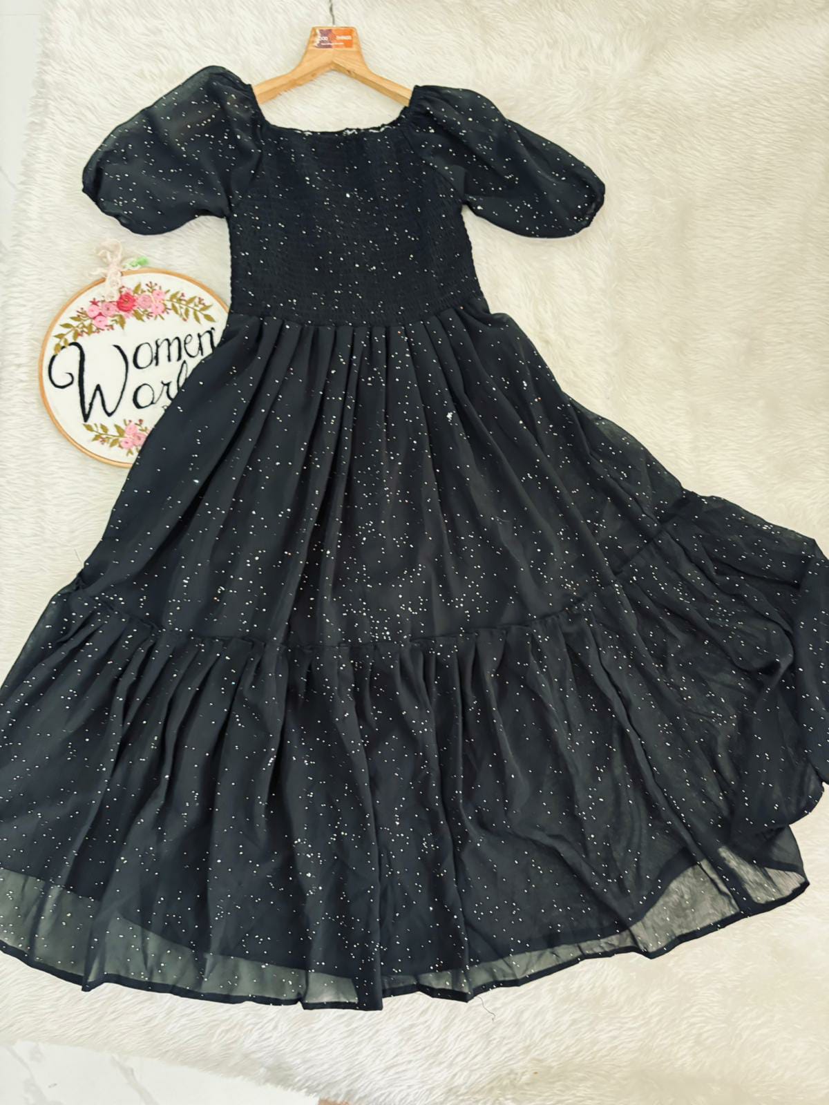 Hot black  Georgette flairy gown