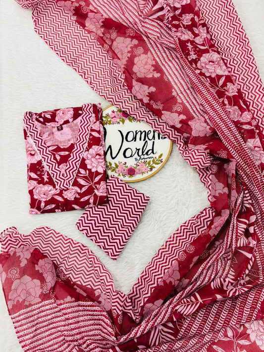Premium pure cotton long dupatta suit