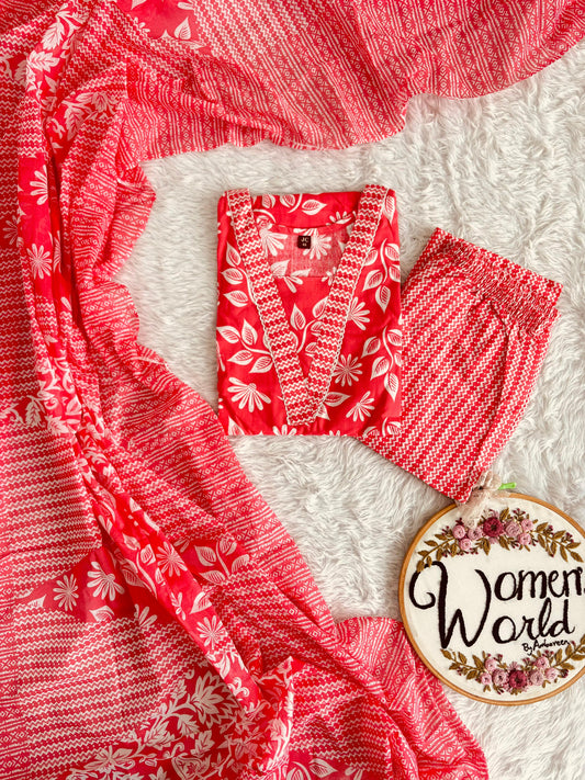 Premium pure cotton long dupatta suit