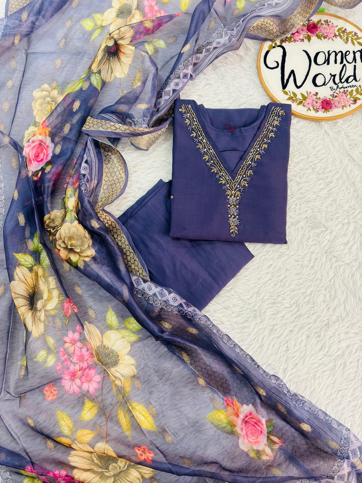 Lavender premium handwork 3 pc suit