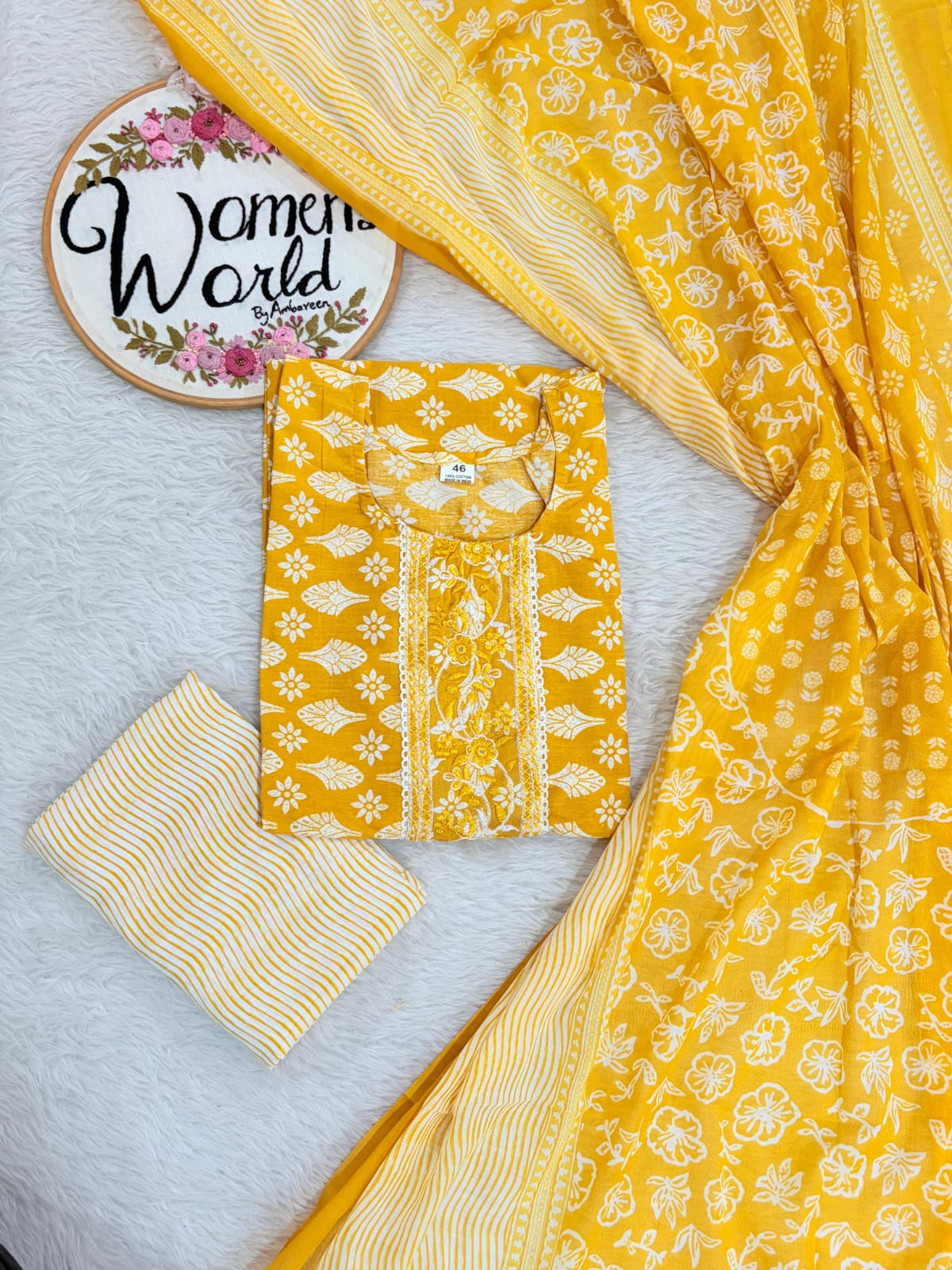 Big size cotton 3 pc suit