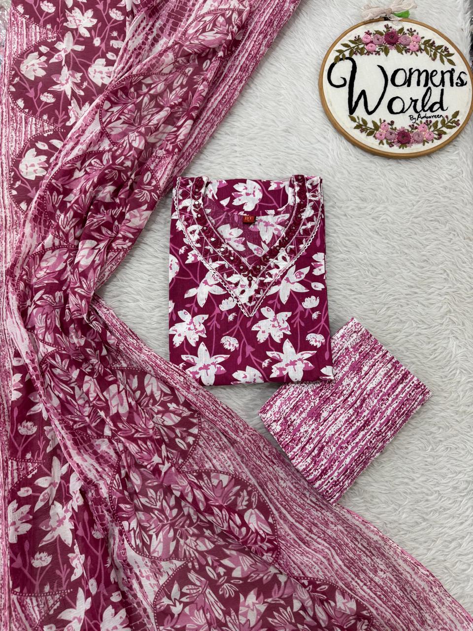 Summer collection cotton 3 pc suit