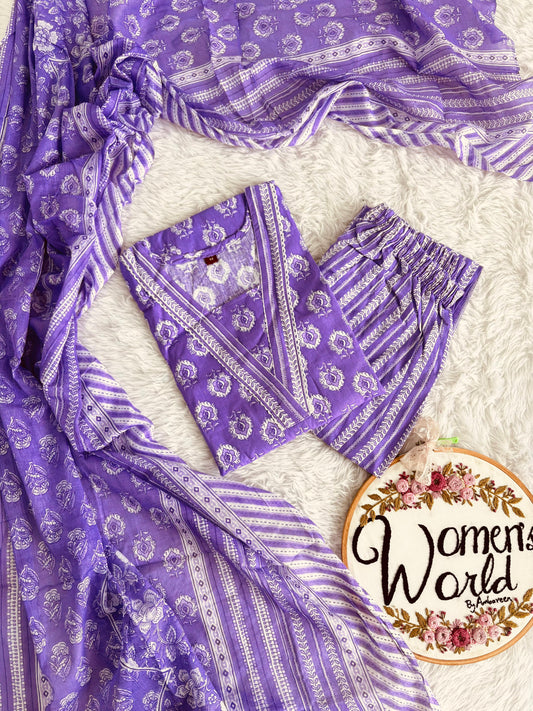 Premium pure cotton long dupatta suit