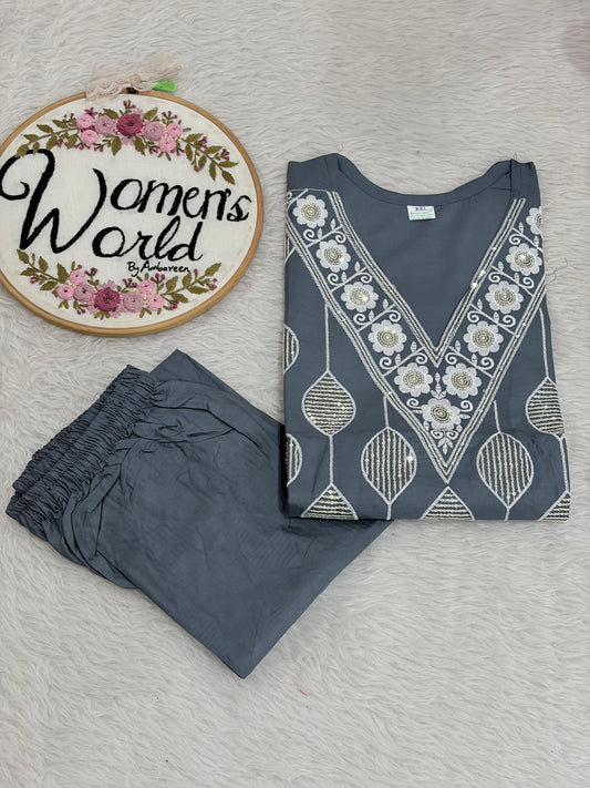 Embroidered sequence work rayon coordset