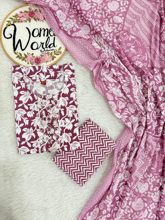 Embroidered floral Pure cotton 3 pc suit