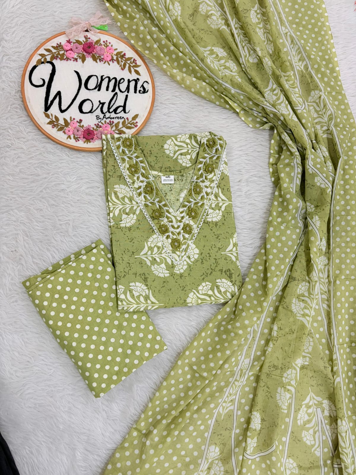 Big size cotton 3 pc suit