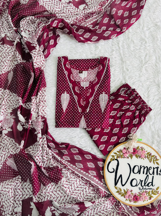 Premium pure cotton long dupatta suit