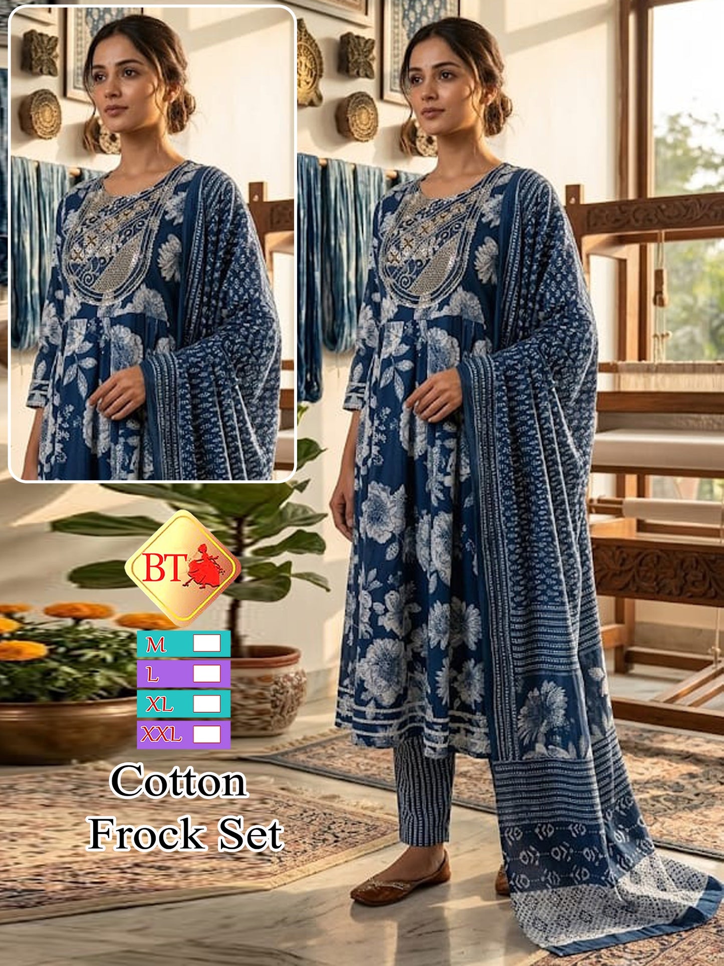 Anarkali gown with pant and dupatta (full suit )