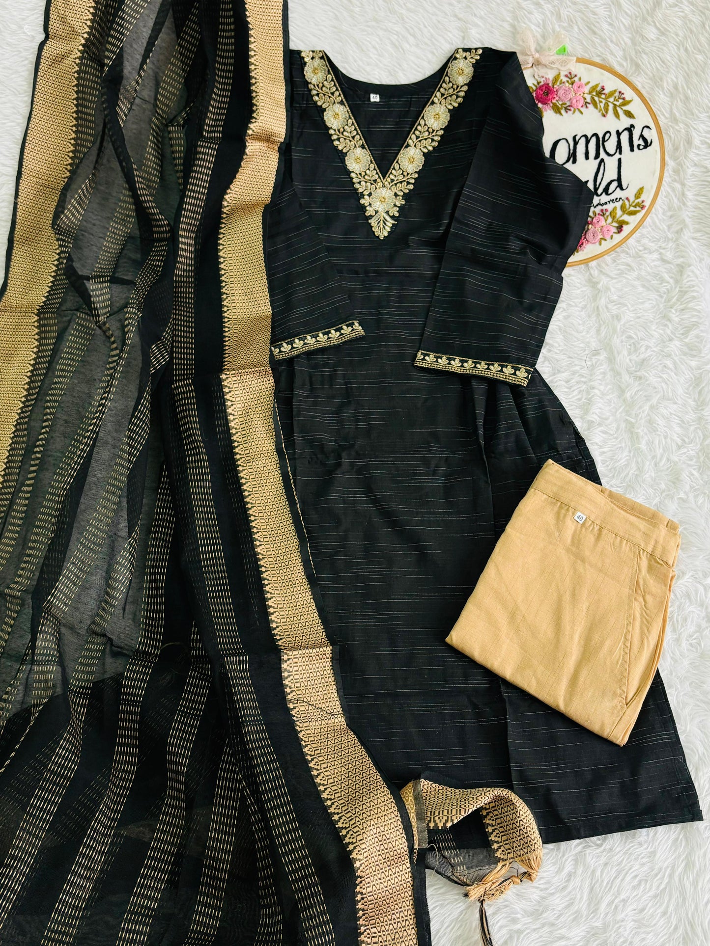 Hot black Premium handloom cotton suit