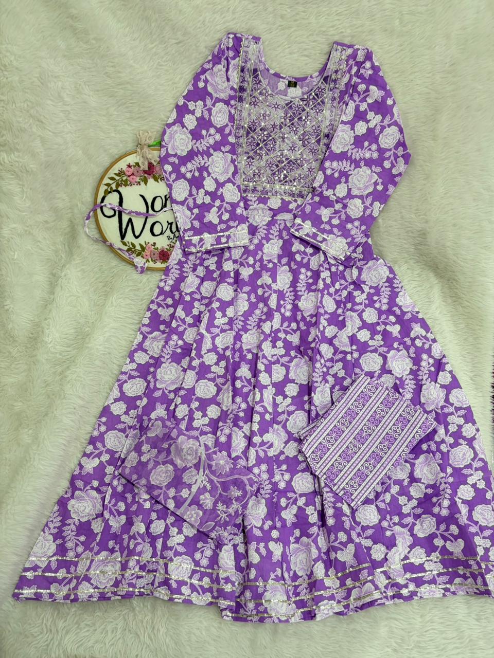 Anarkali gown with pant and dupatta (full suit )