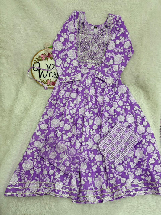 Anarkali gown with pant and dupatta (full suit )