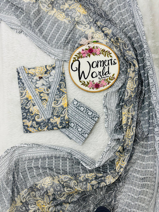 Premium pure cotton long dupatta suit